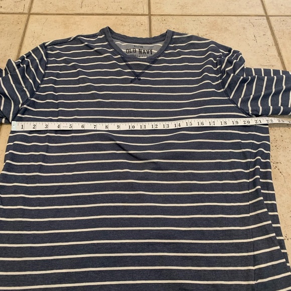Old Navy Men's XL Blue & White Striped Long Sleeve Thermal Tee Shirt - Picture 2 of 5